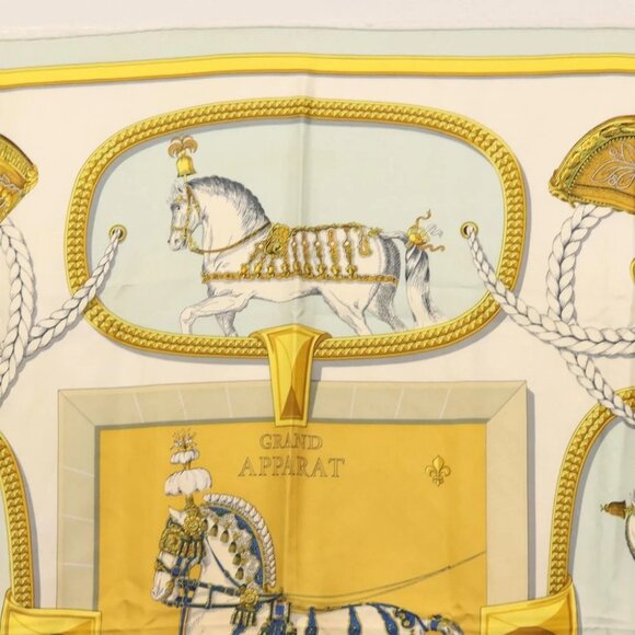 HERMES Carre 90 Scarf ""GRAND APPARAT"" Silk Light Blue Auth - Picture 3 of 14